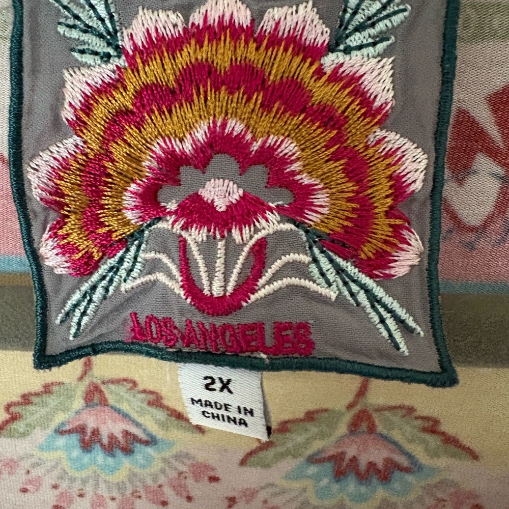 JOHNNY WAS “Janie” Paisley Floral boat neck long tee~ Size 2X - Picture 5 of 6